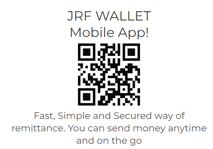 Scan the QR Code to get the JRF Wallet mobile remittance app