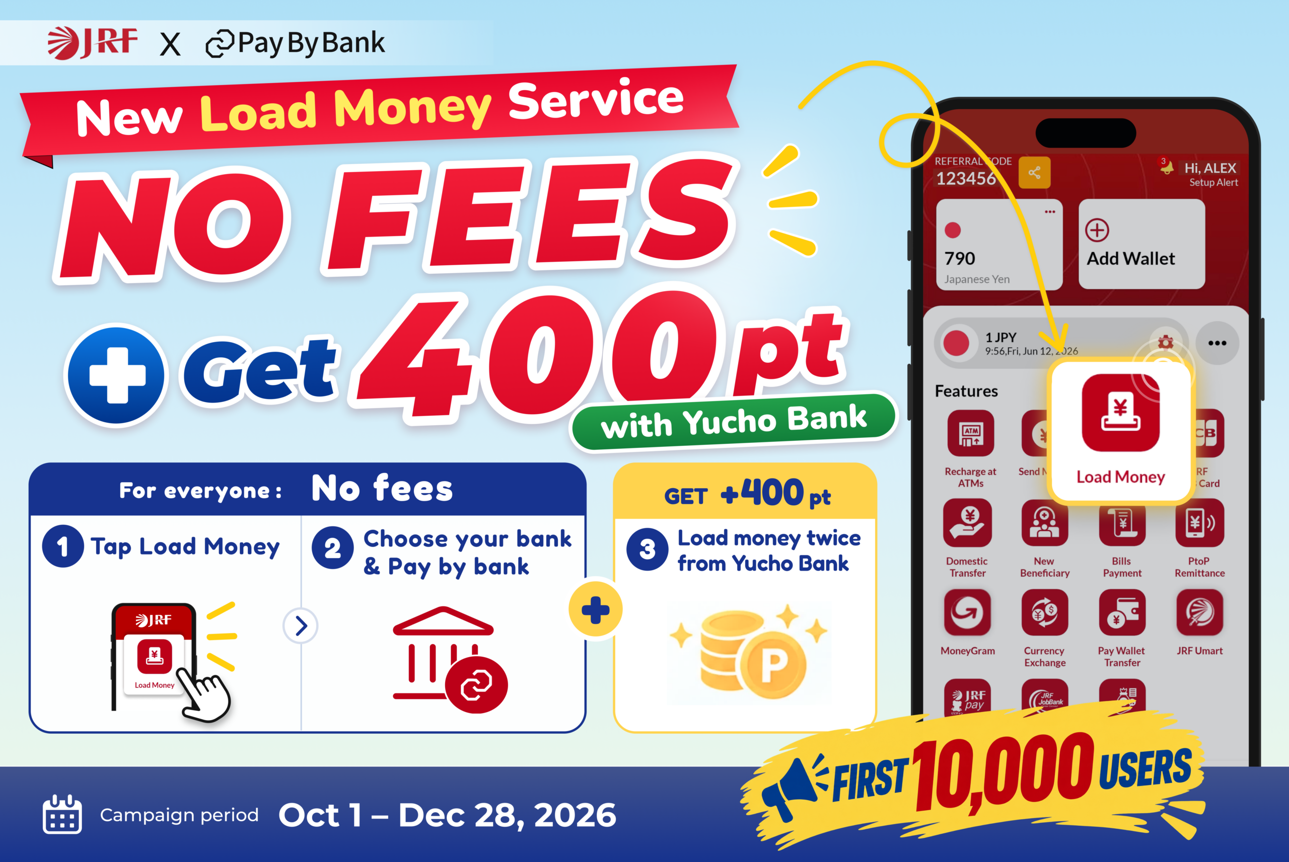 Load Money with Pay By Bank — No Fees!